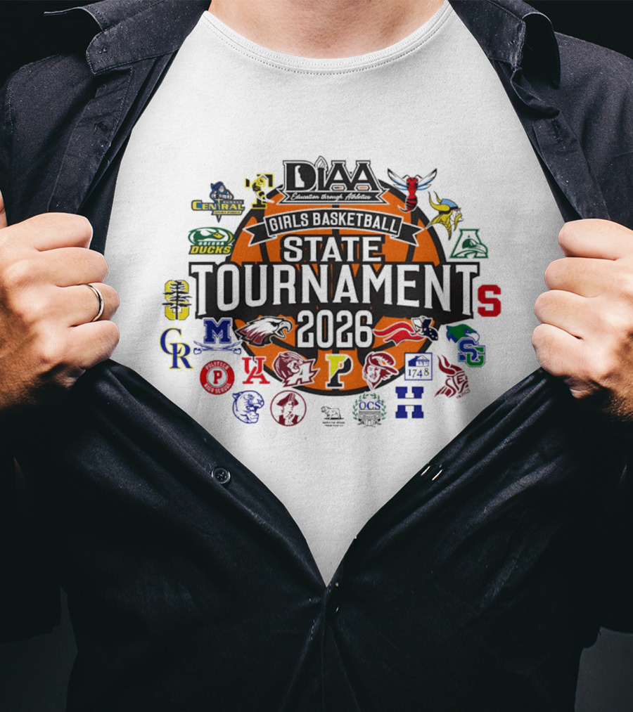 DIAA Girls Basketball State Tournament 2026 Central Ducks Vikings Panthers Lions Cougars Ravens Logos T-Shirt