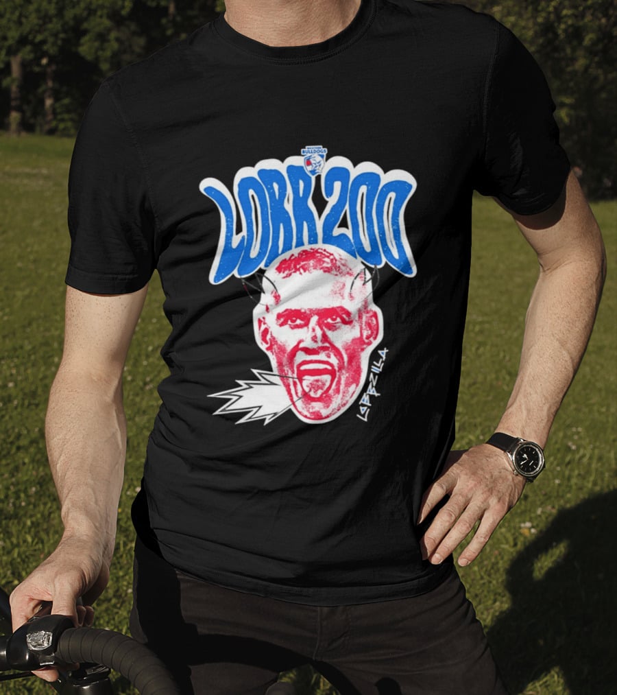 Western Bulldogs Lobb 200 Games Lobbzilla Big Head T-Shirt