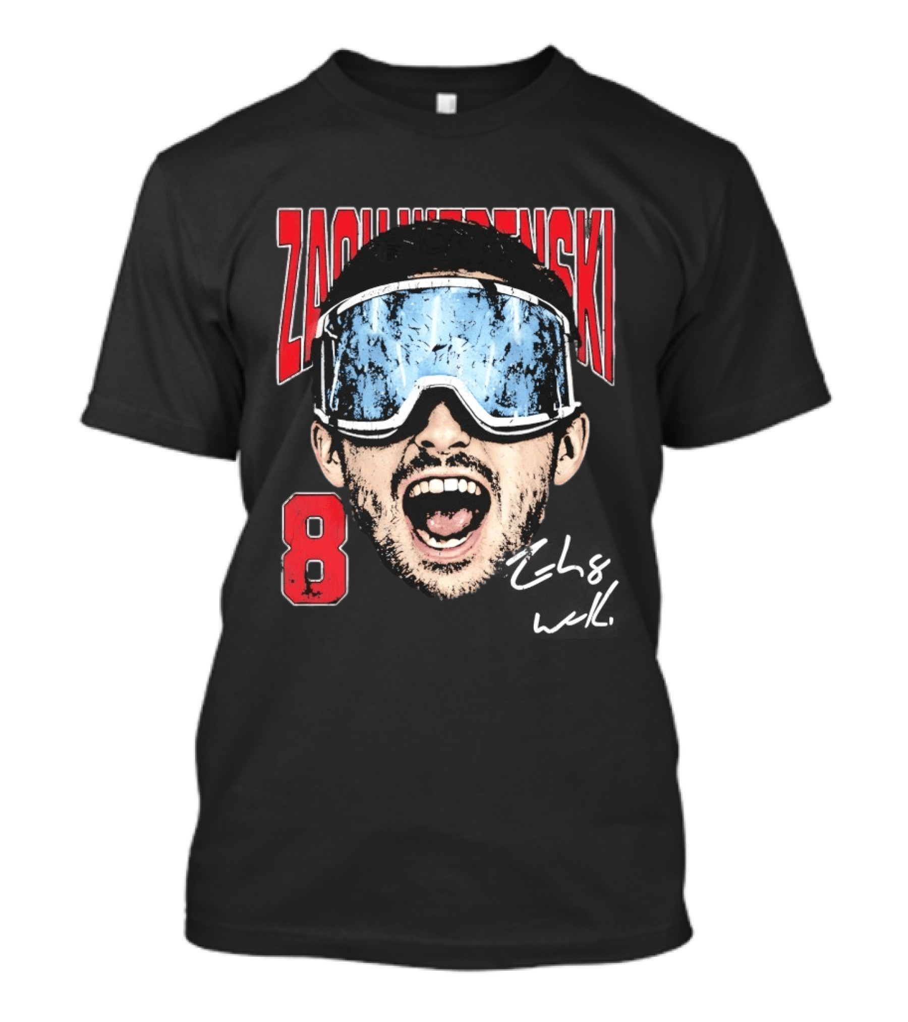 Zach Werenski 8 Columbus Blue Jackets Goggles Fan Favorite T-Shirt