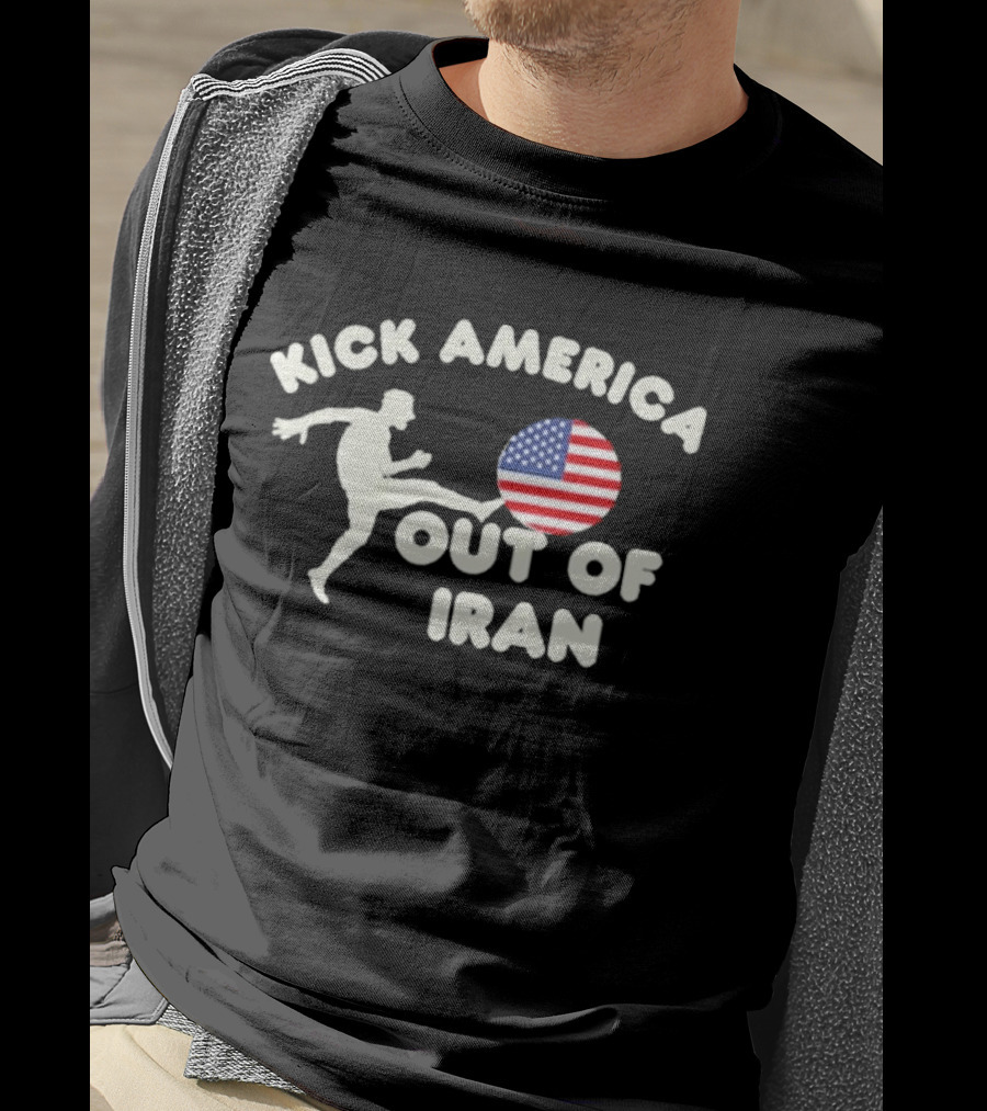 Kick America Out Of Iran Silhouette And Flag T-Shirt