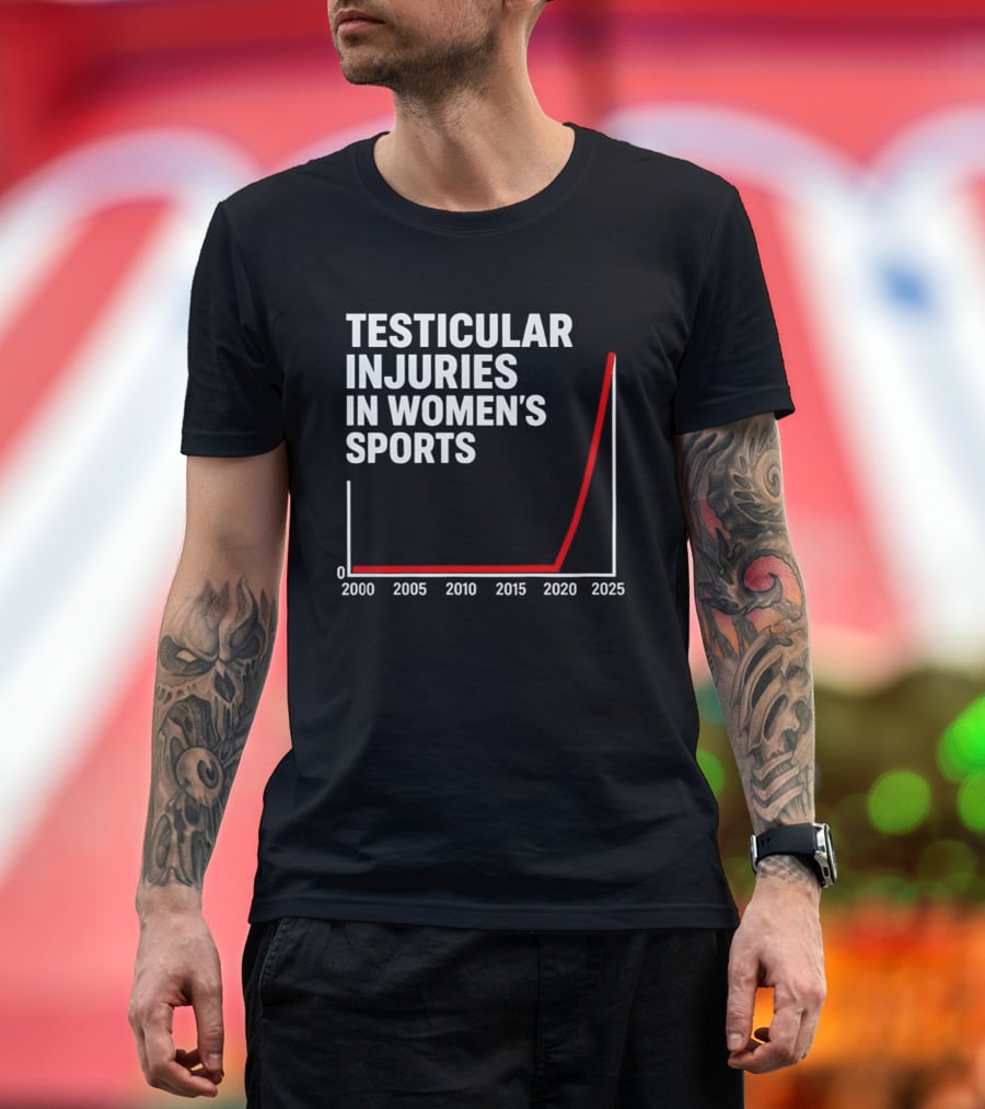 Testicular Injuries In Women's Sports Satirical Chart 2000 2025 Trend Analysis T-Shirt