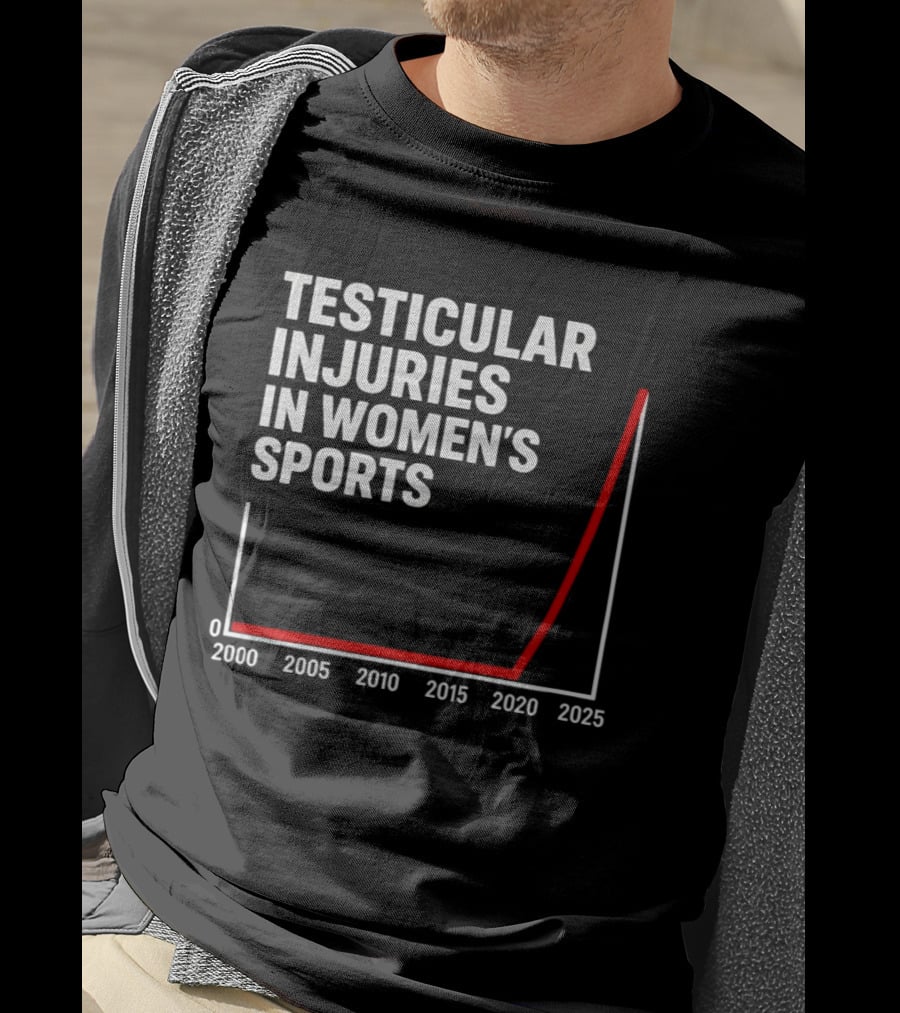 Testicular Injuries In Women's Sports Satirical Chart 2000 2025 Trend Analysis T-Shirt