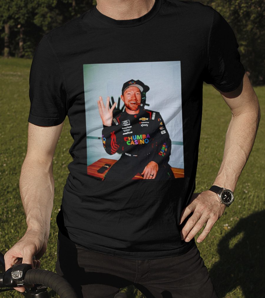Tyler Reddick Three Peat Chumba Casino Racing Suit And Cigar Celebration T-Shirt