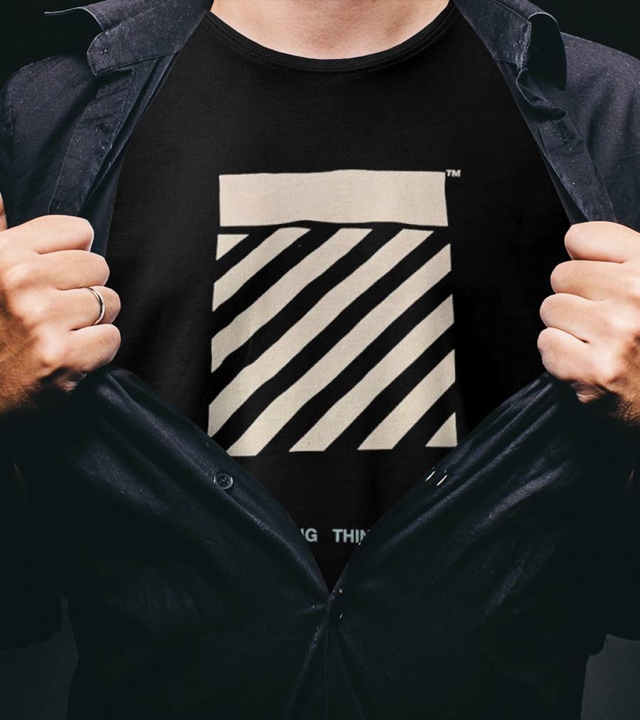 Off White Seeing Things Beige Diagonal Stripes T-Shirt