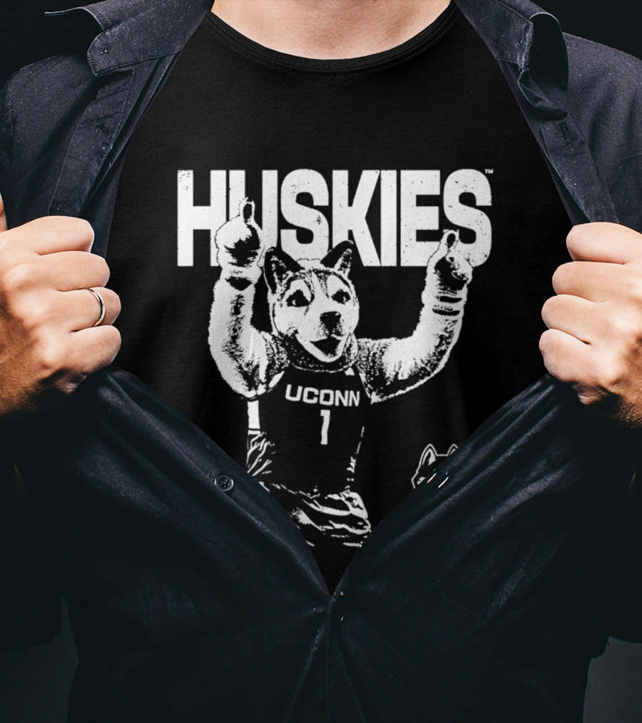 UConn Huskies Mode Slam Basketball Mascot Celebration T-Shirt
