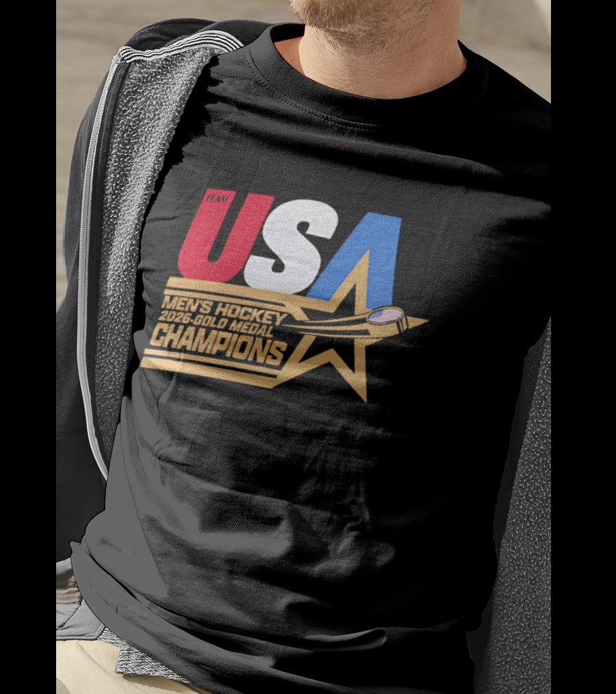 USA Men's Hockey 2026 Gold Medal Champions Star T-Shirt