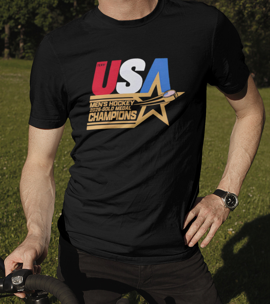 USA Men's Hockey 2026 Gold Medal Champions Star T-Shirt