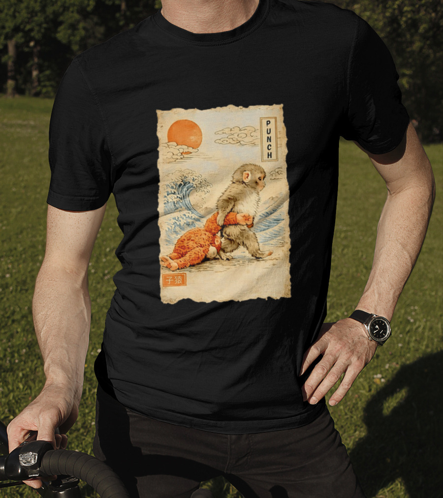 Punch Monkey Ukiyo E Wave Sun Kanji T-Shirt