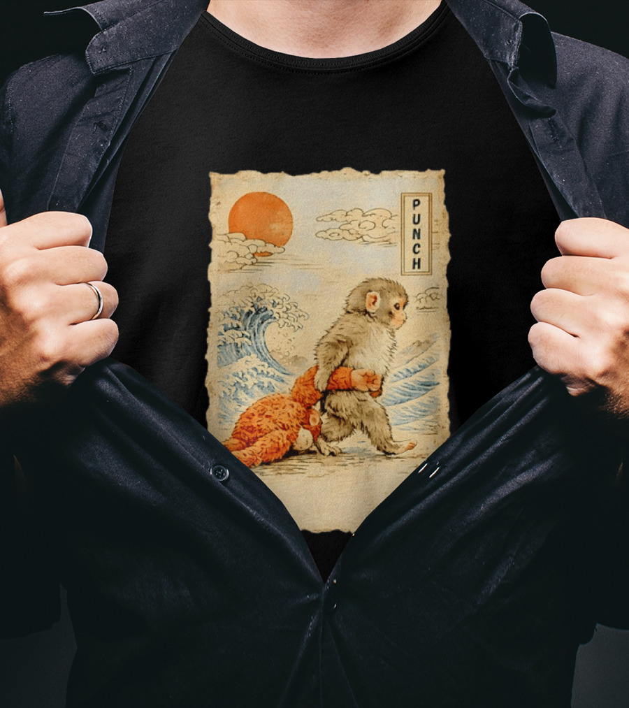 Punch Monkey Ukiyo E Wave Sun Kanji T-Shirt