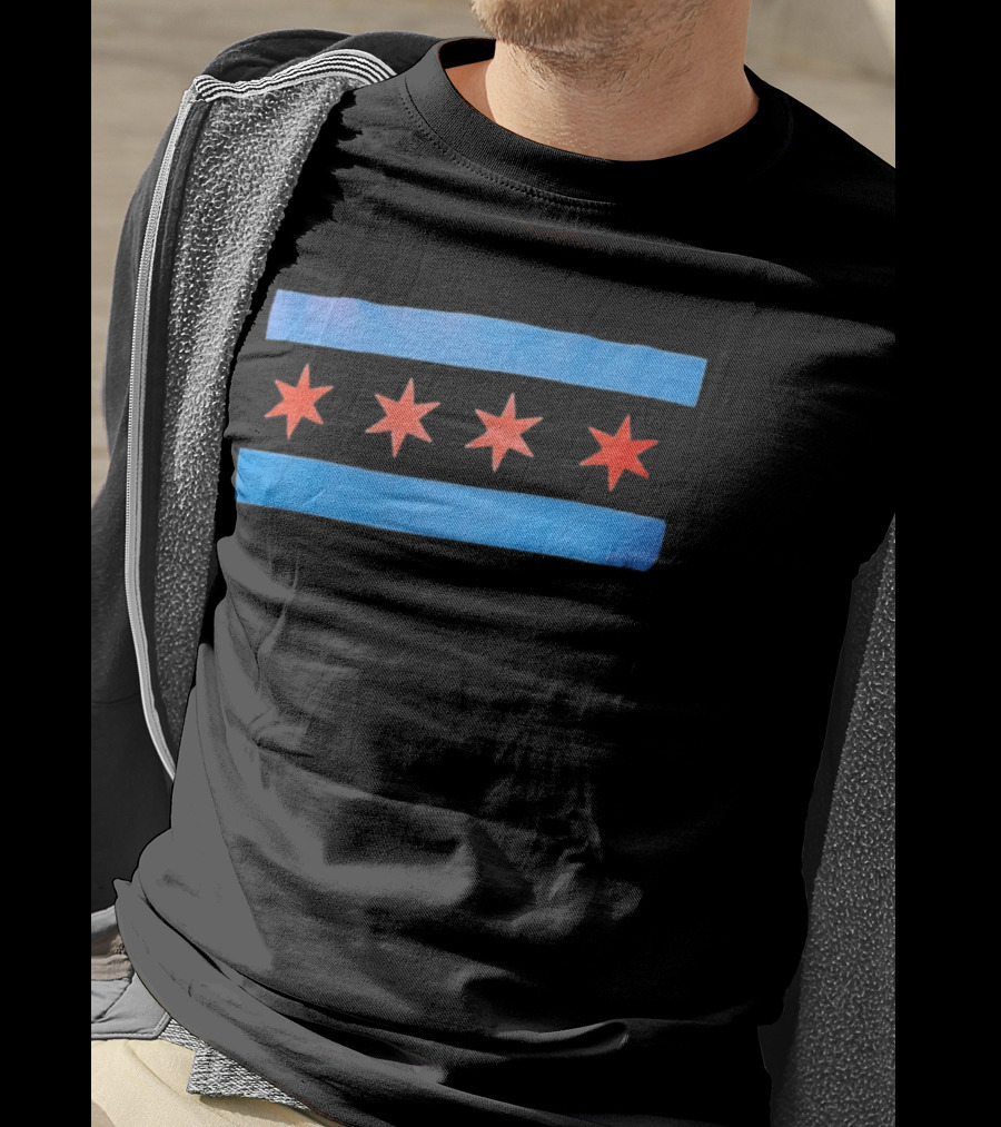 Chicago Flag Four Red Stars Blue Stripes T-Shirt