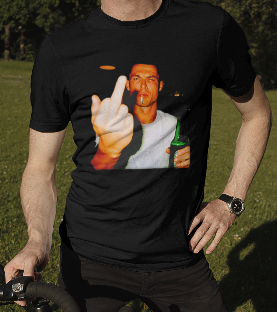 Cristiano Ronaldo Middle Finger Smoking Drinking After Hours T-Shirt