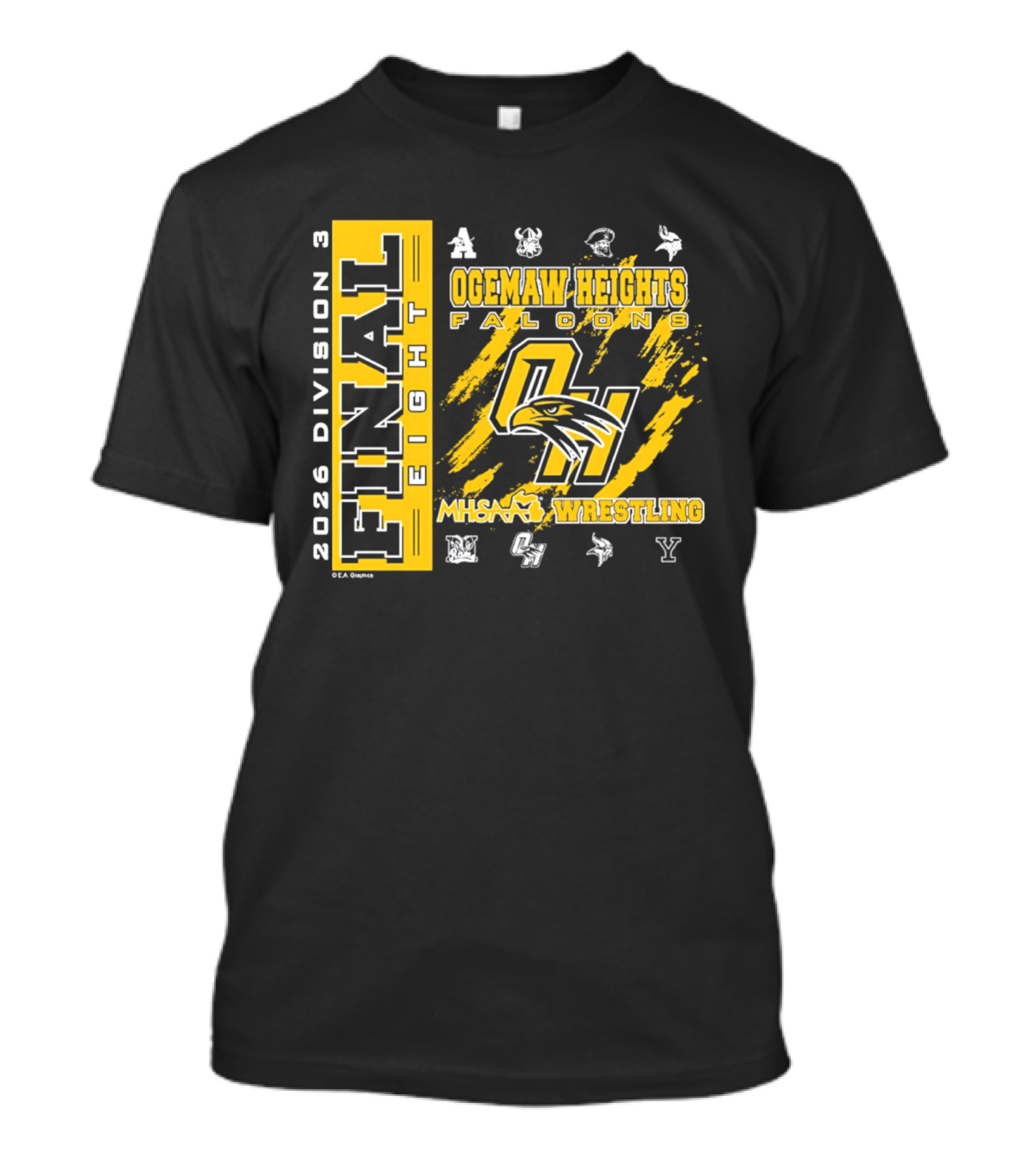 Ogemaw Heights Falcons 2026 Division 3 Final Eight MHSAA Wrestling T-Shirt