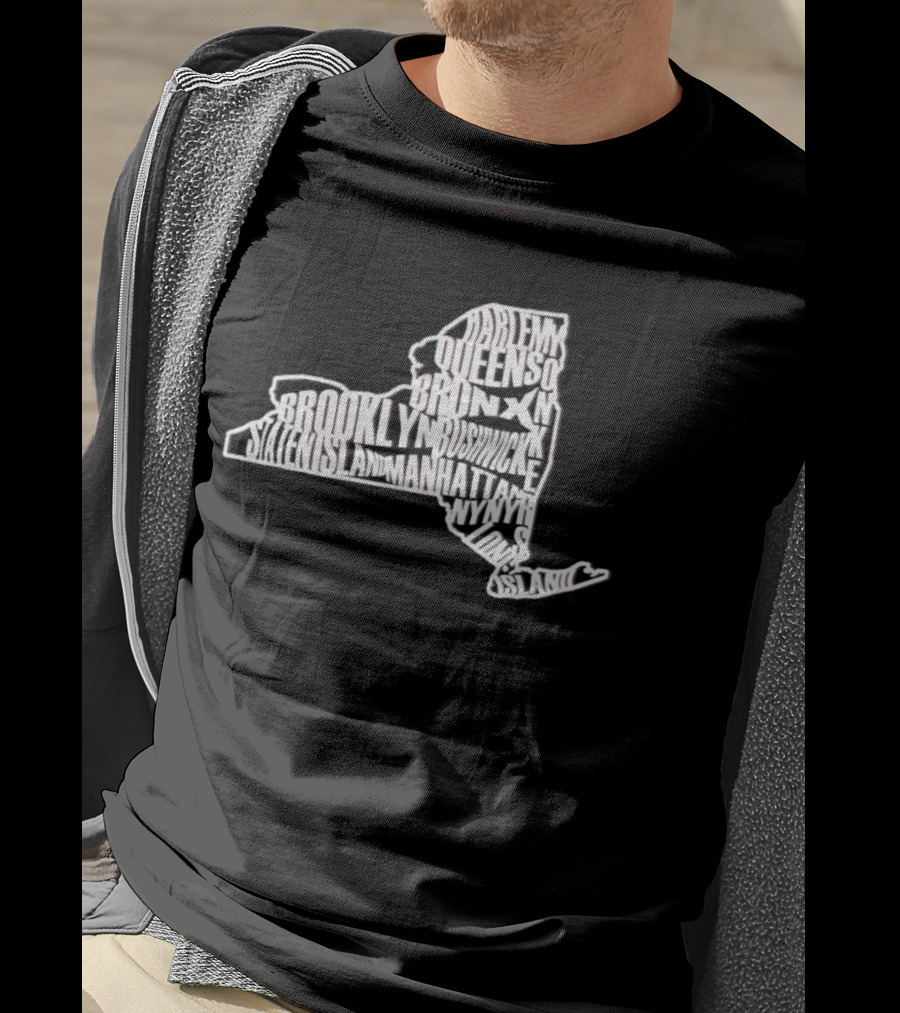 Brooklyn Queens Harlem Bronx Bushwick New York Map T-Shirt