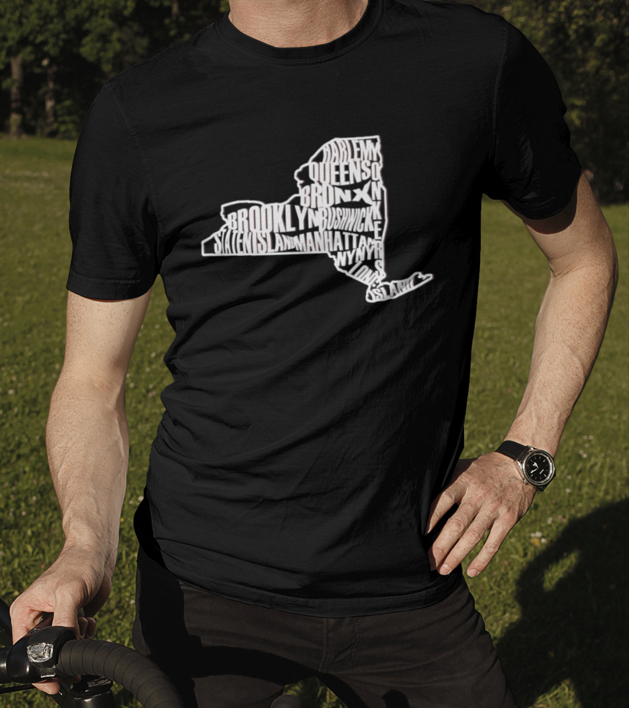 Brooklyn Queens Harlem Bronx Bushwick New York Map T-Shirt