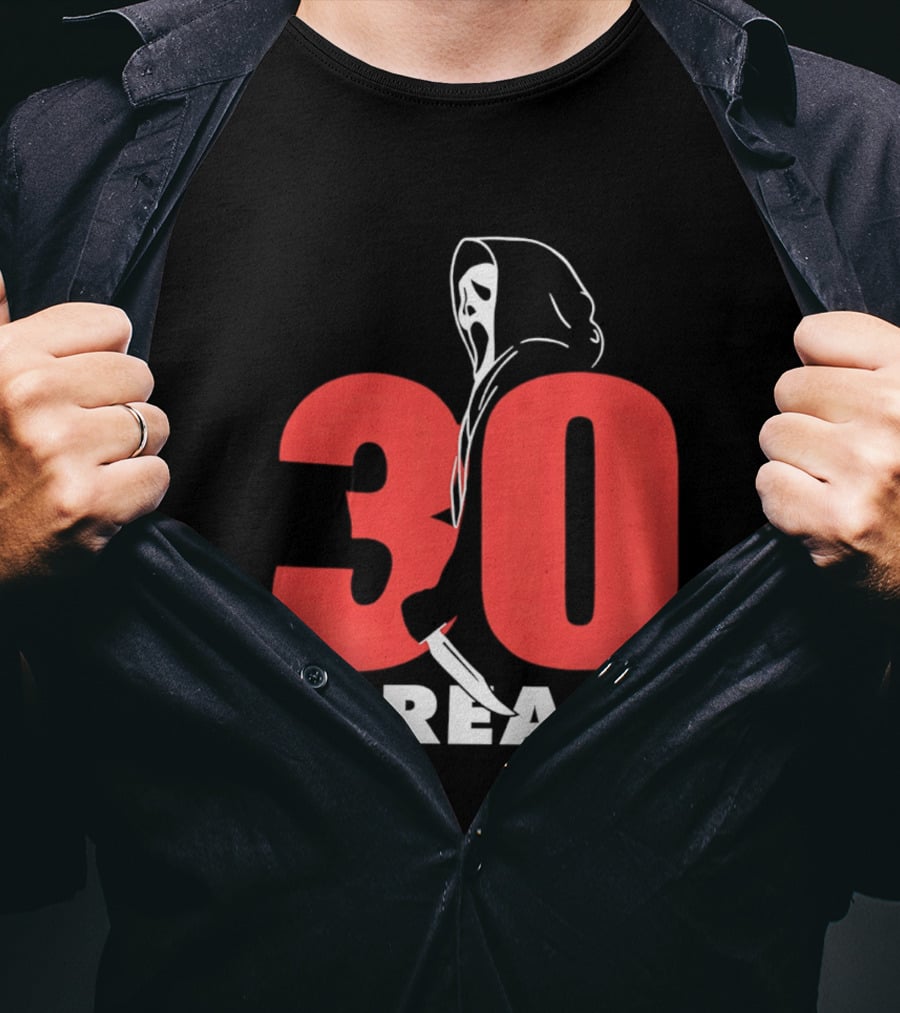 30 Scream Ghost Mask Scythe T-Shirt