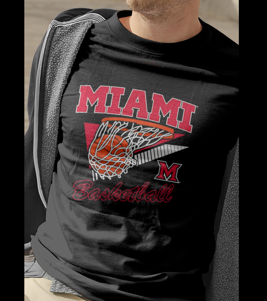 Miami Redhawks Basketball Action Hoop And Net Swish T-Shirt