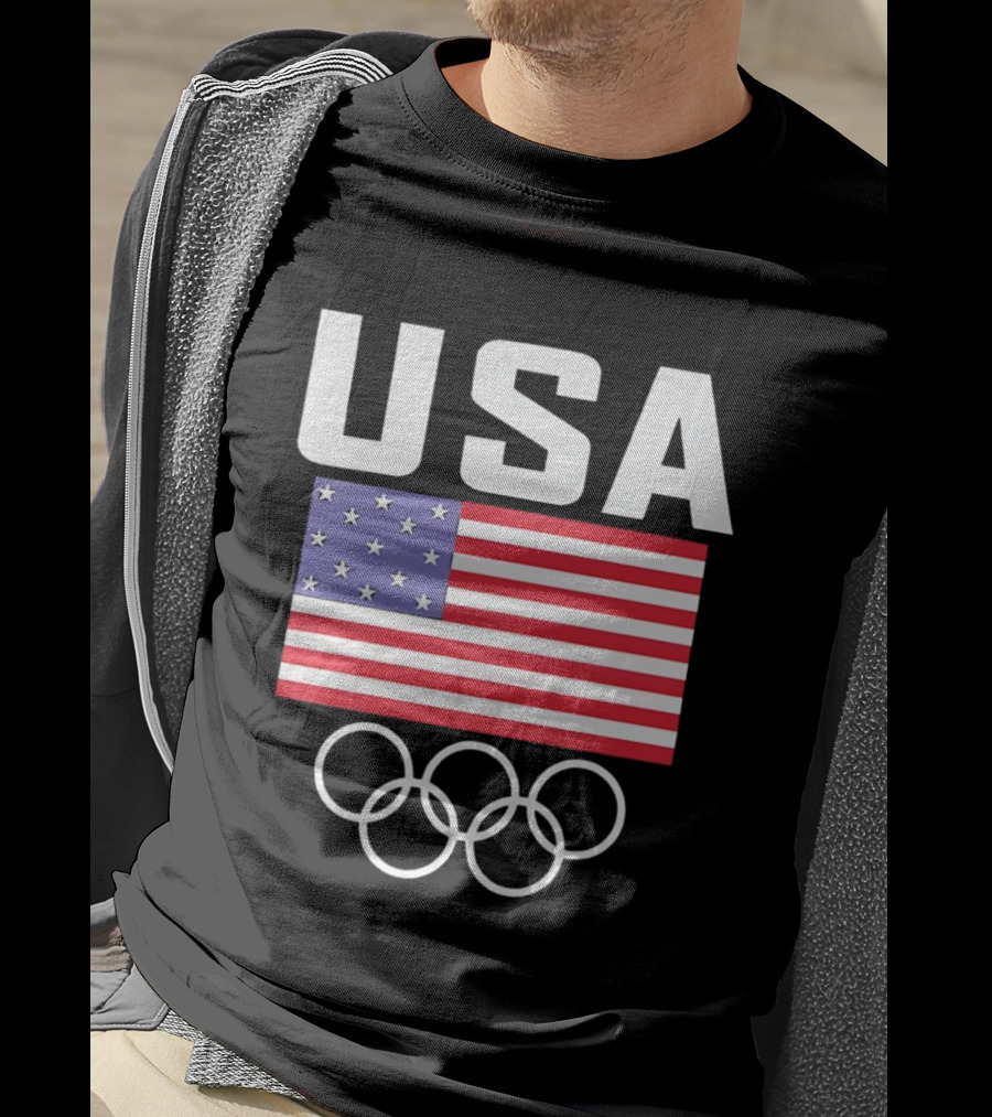 USA American Flag Olympic Rings T-Shirt