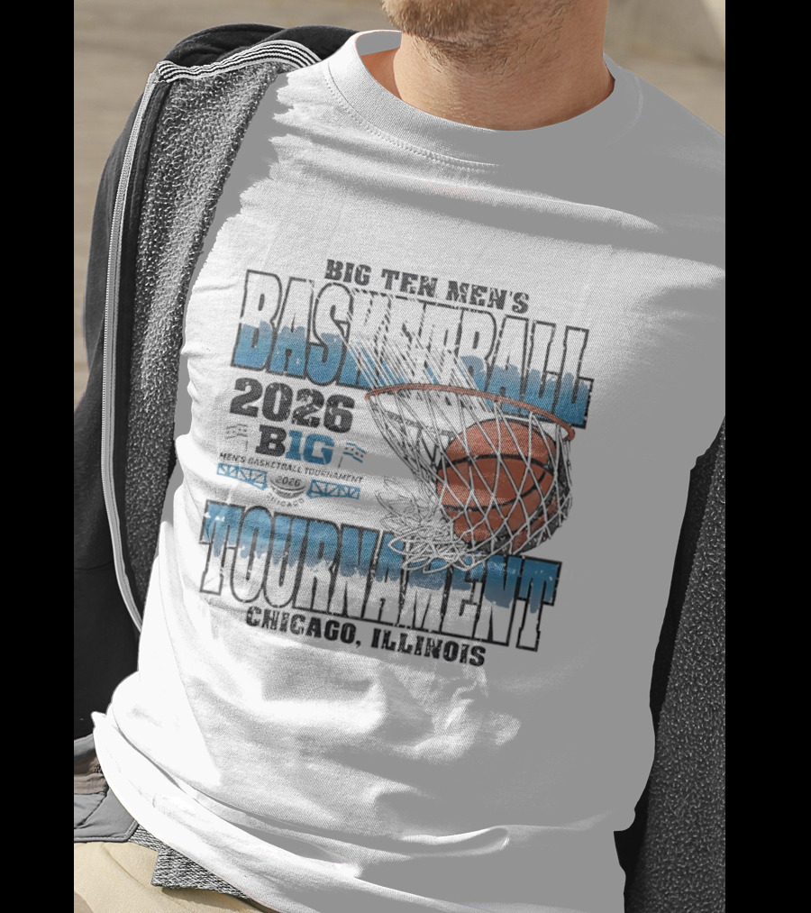 Big Ten Men's Basketball Tournament 2026 Chicago Illinois Basketball Net T-Shirt