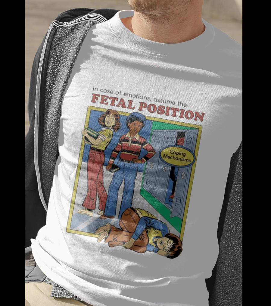 Coping Mechanisms Fetal Position Retro School Locker Scene T-Shirt