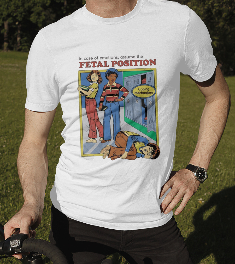 Coping Mechanisms Fetal Position Retro School Locker Scene T-Shirt