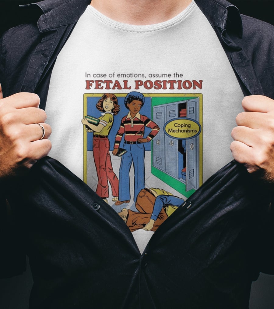 Coping Mechanisms Fetal Position Retro School Locker Scene T-Shirt