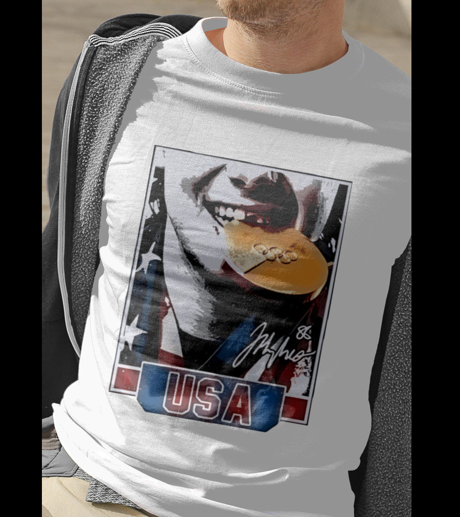USA Gold Medal Hockey Jack Hughes Autograph 88 T-Shirt