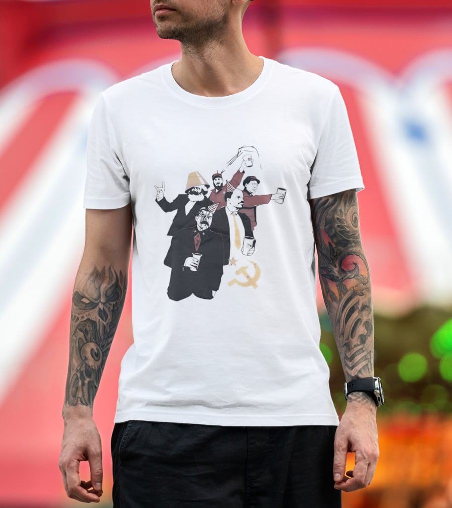 Drunk Karl Marx Vladimir Lenin Joseph Stalin Mao Zedong Fidel Castro Party Communist Humor Lamp Hat T-Shirt