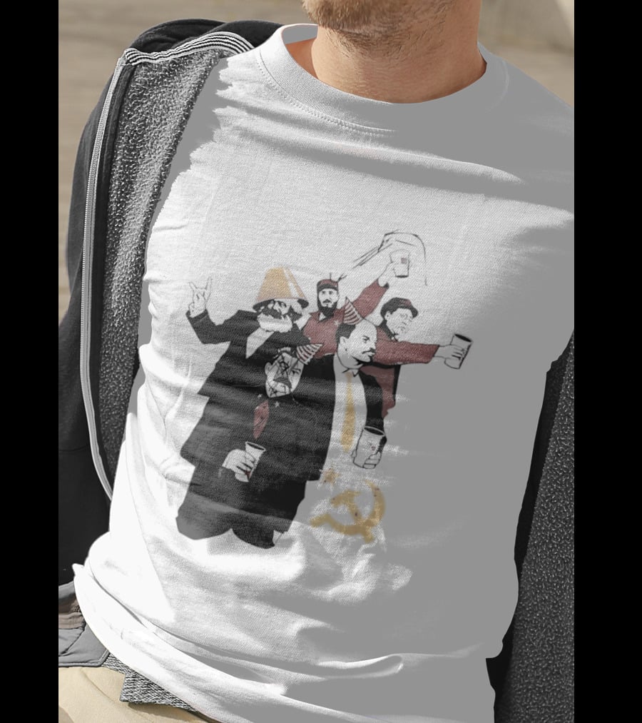 Drunk Karl Marx Vladimir Lenin Joseph Stalin Mao Zedong Fidel Castro Party Communist Humor Lamp Hat T-Shirt