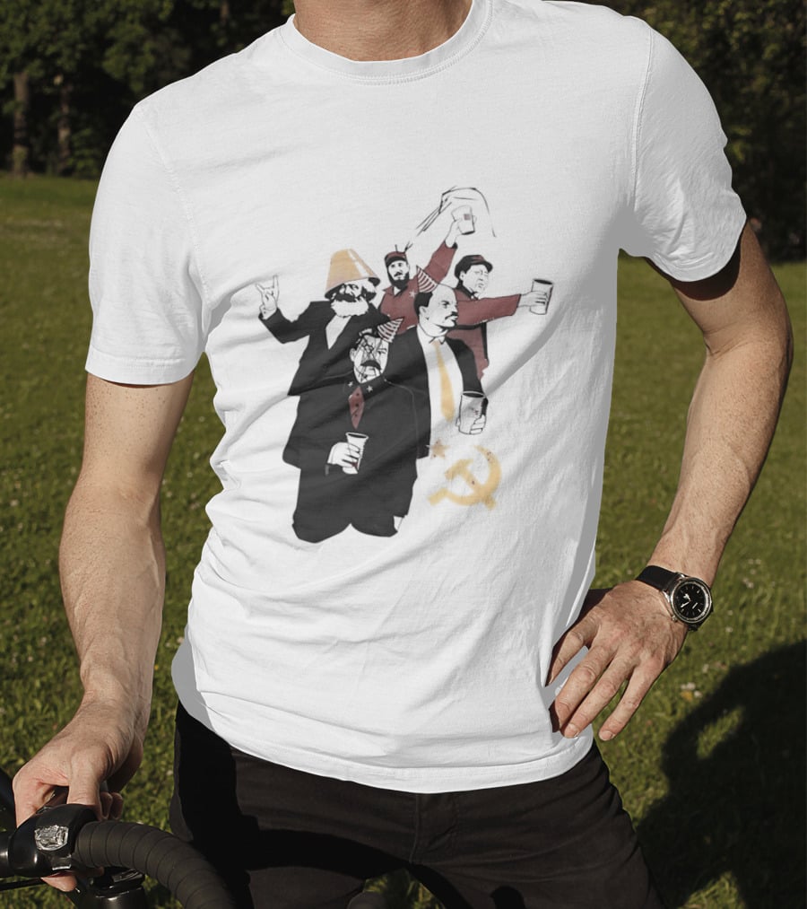 Drunk Karl Marx Vladimir Lenin Joseph Stalin Mao Zedong Fidel Castro Party Communist Humor Lamp Hat T-Shirt