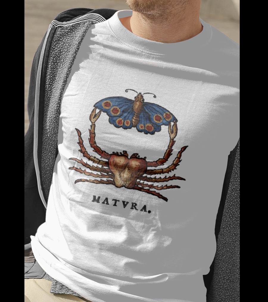 Matvra Crab And Butterfly Blue Wings T-Shirt