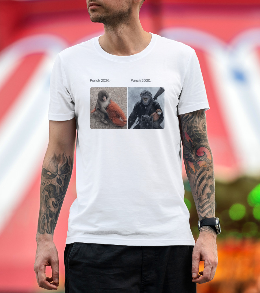 Monkey Punch 2026 x Punch 2030 Snowy Monkey Warrior with Red Toy Baton T-Shirt