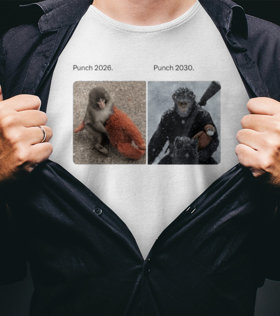 Monkey Punch 2026 X Punch 2030 Snowy Monkey Warrior With Red Toy Baton T-Shirt