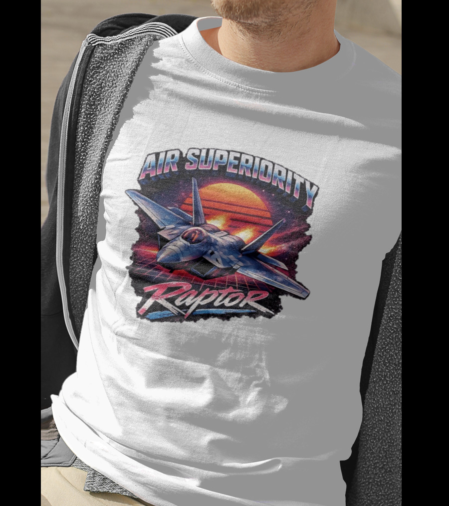 Air Superiority Raptor Fighter Jet Retro Sunset T-Shirt