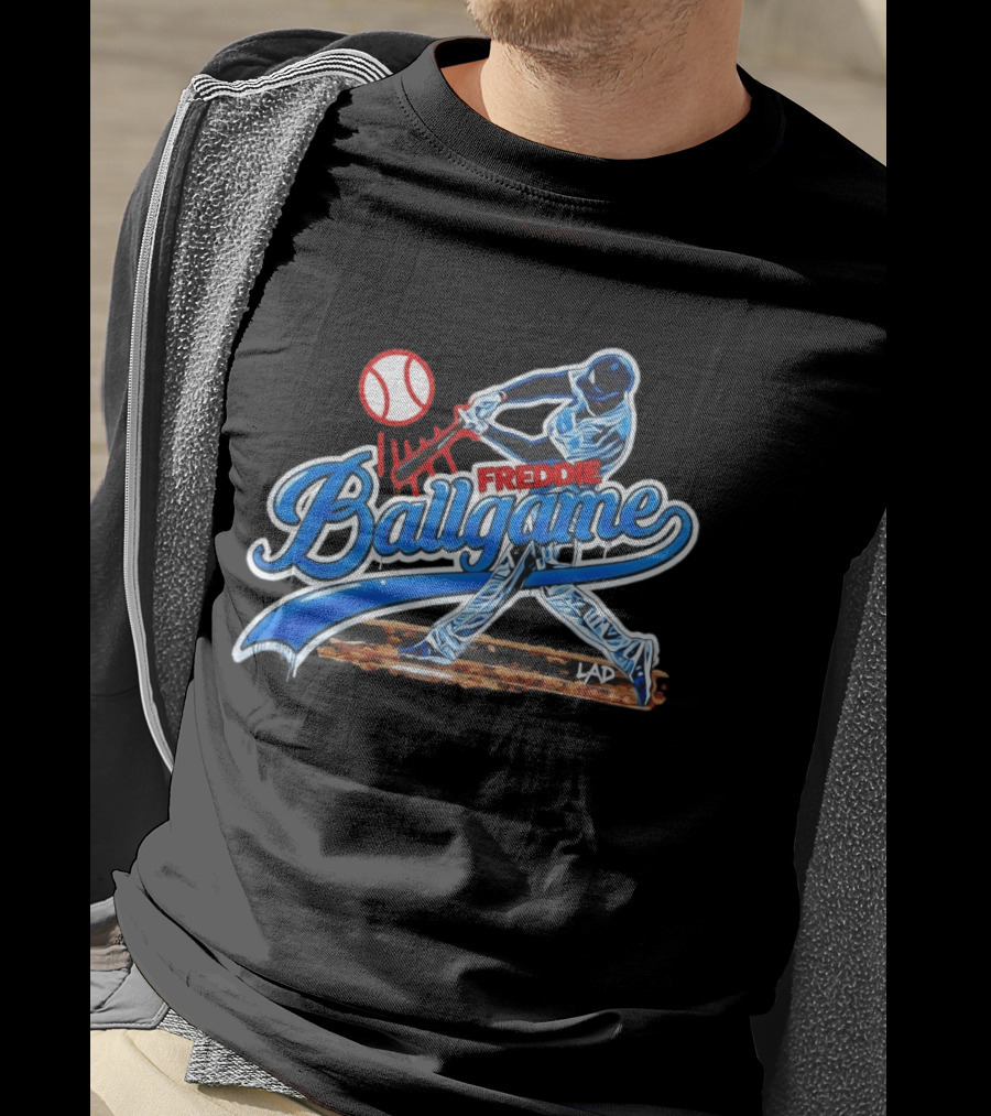 Freddie Ballgame Los Angeles Dodgers Baseball Graffiti Style Batter T-Shirt