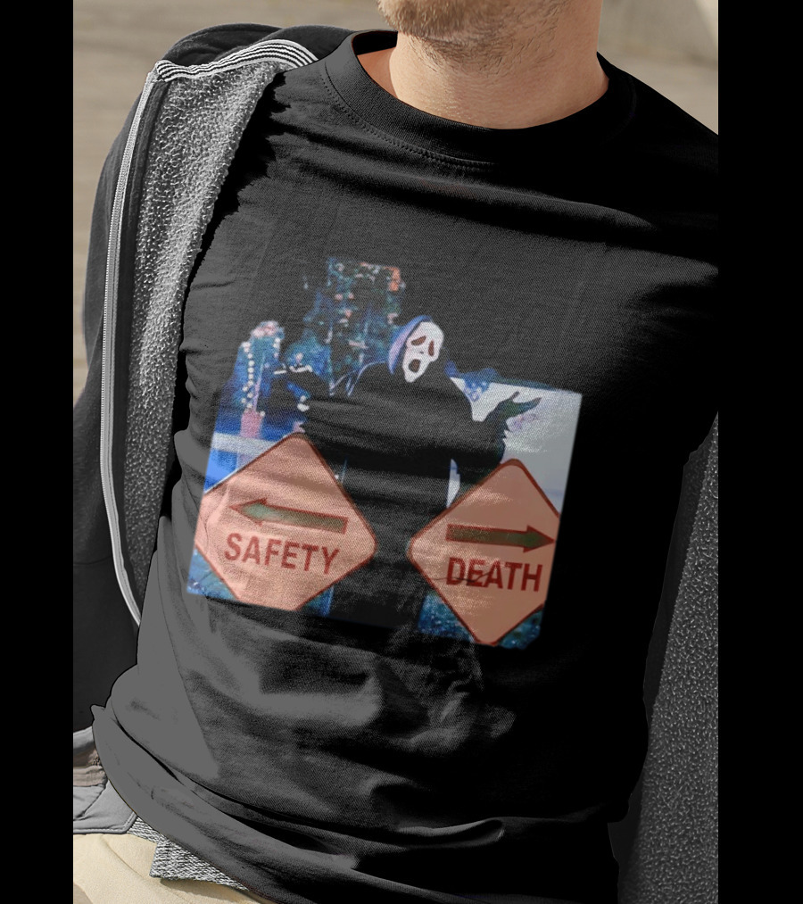 Ghostface Scream Safety Left Death Right Signs T-Shirt