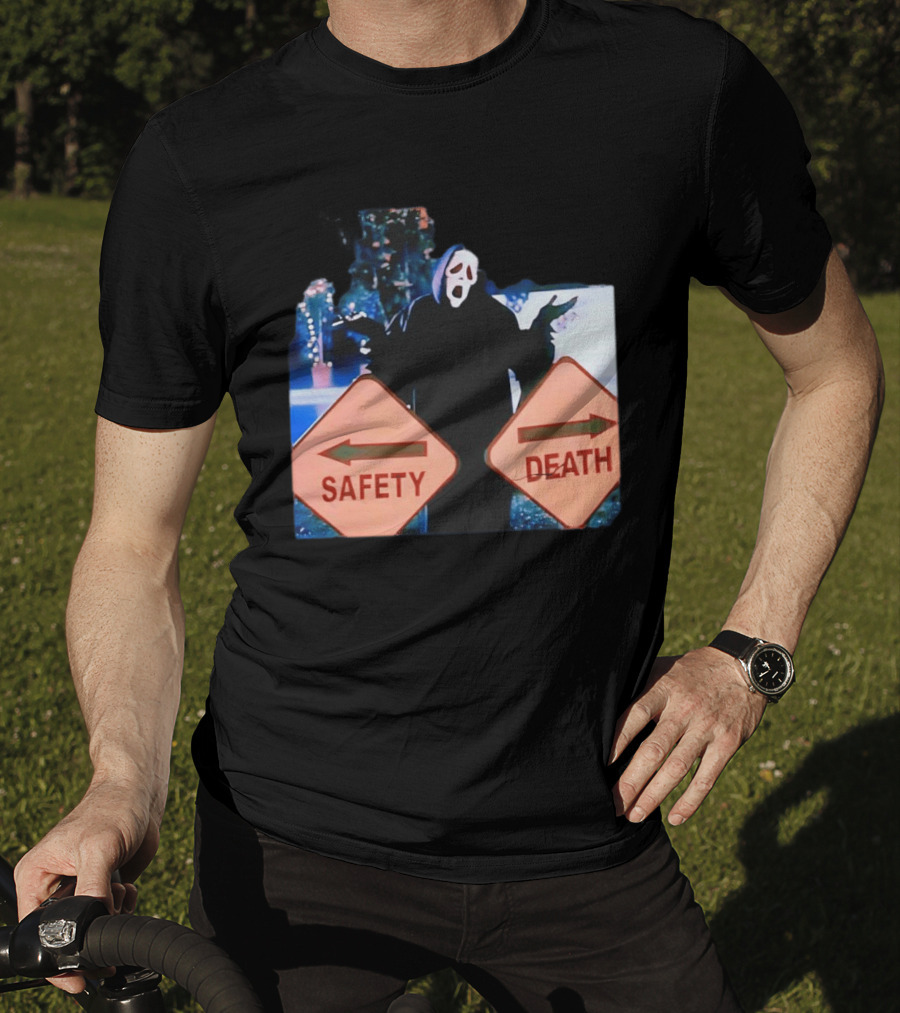 Ghostface Scream Safety Left Death Right Signs T-Shirt