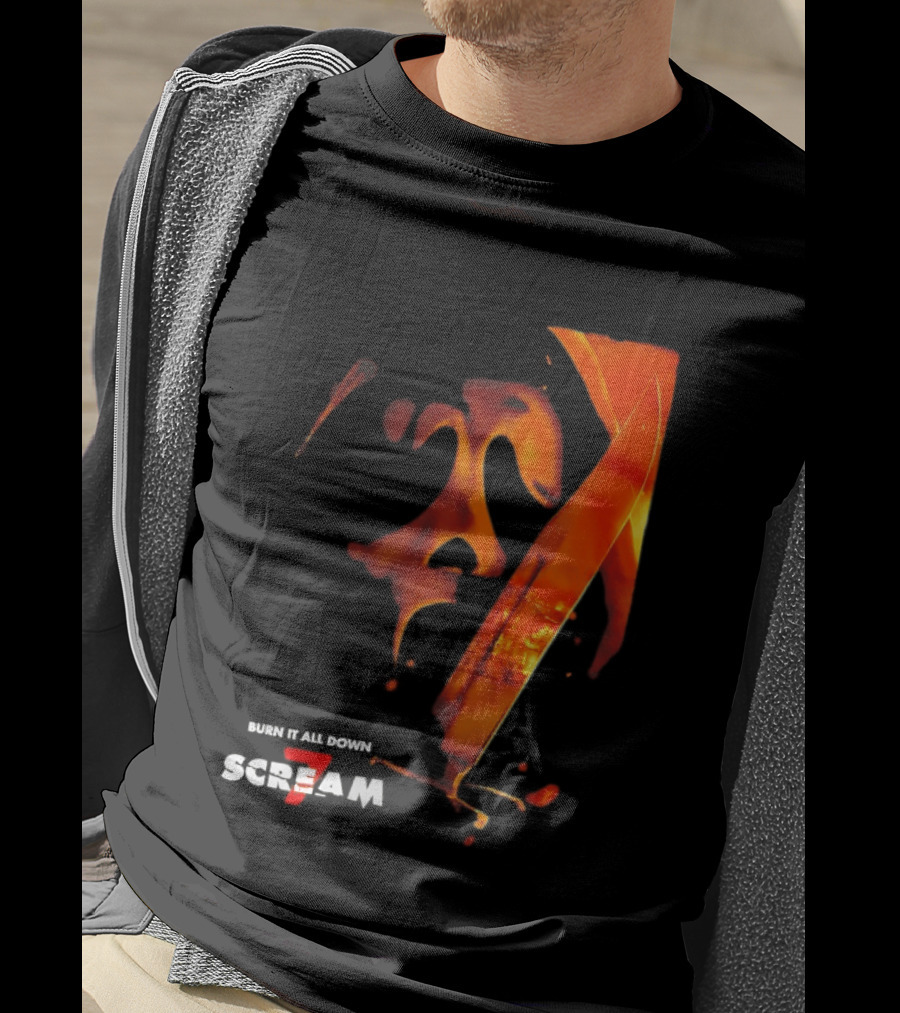 Scream 7 Ghostface Burn It Down Knife T-Shirt