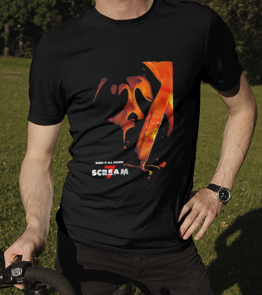 Scream 7 Ghostface Burn It Down Knife T-Shirt