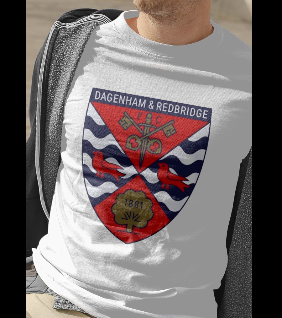 Dagenham Redbridge FC Crest 1881 Ravens Key Waves T-Shirt