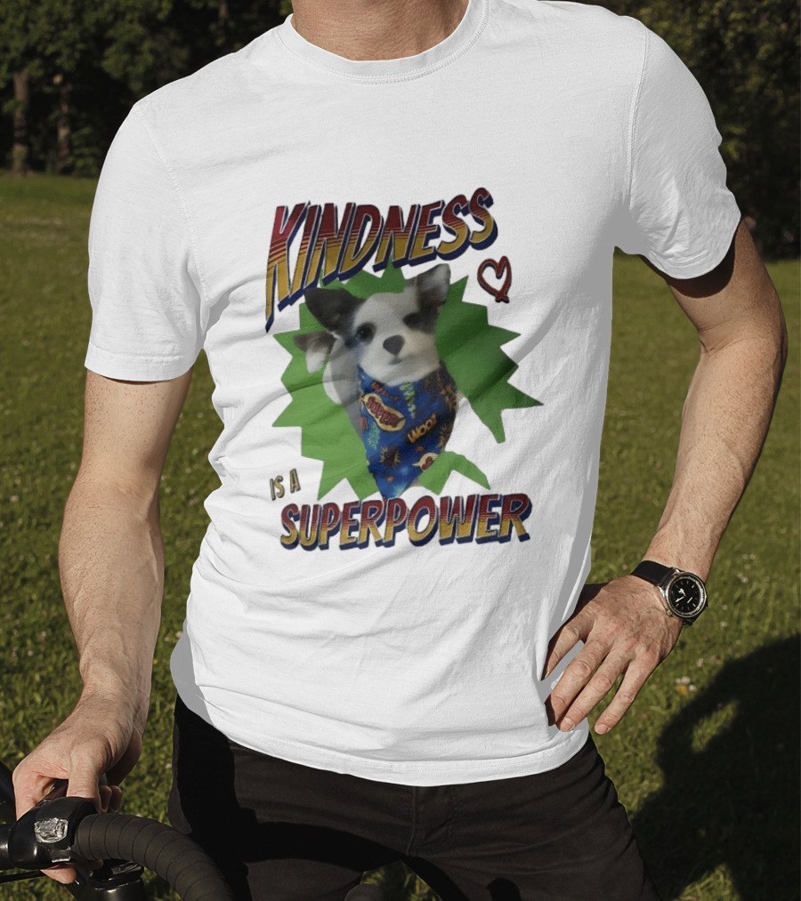 Kindness Is A Superpower Dog With Cape And Heart T-Shirt