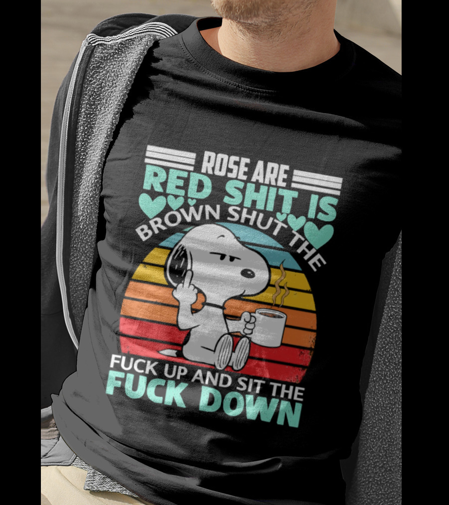 Snoopy Rose Are Red Sit Down T-Shirt