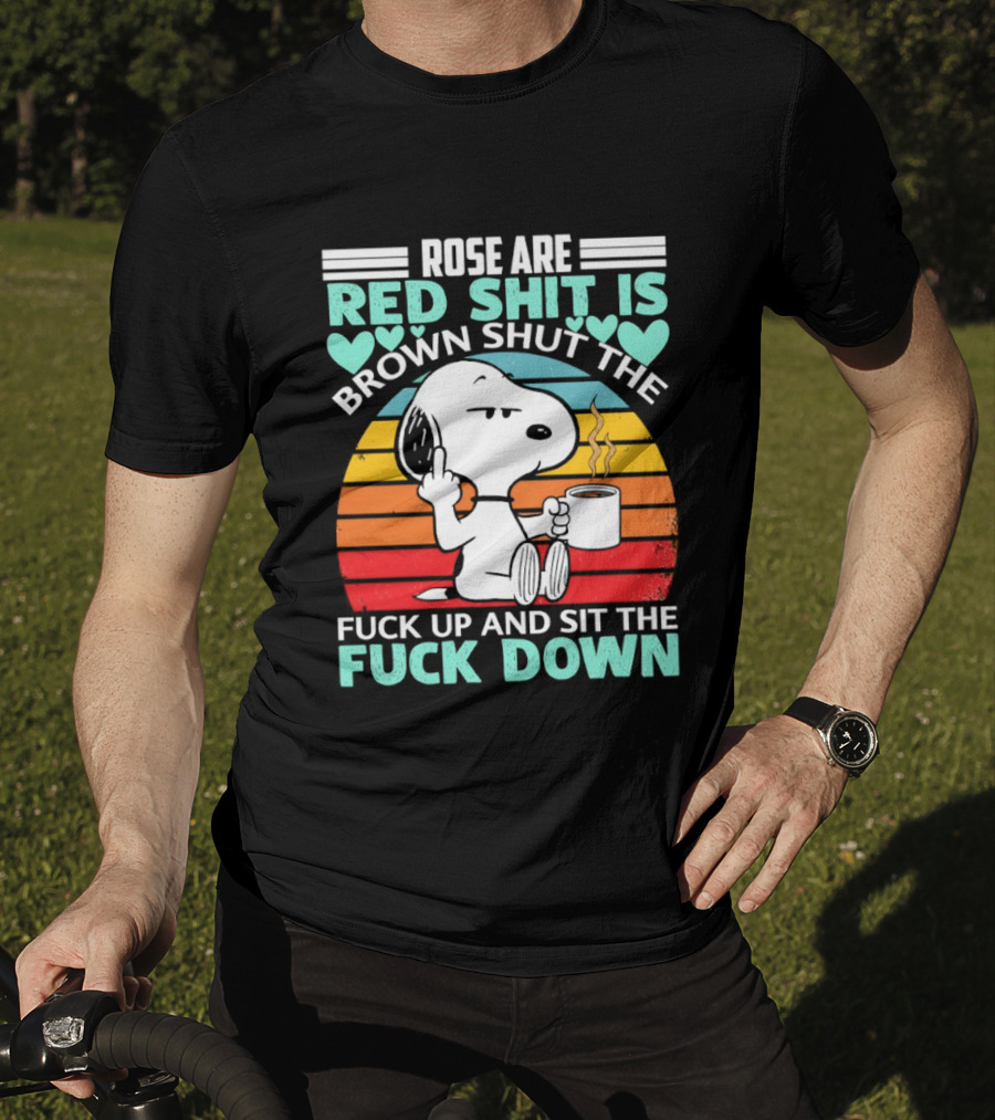 Snoopy Rose Are Red Sit Down T-Shirt