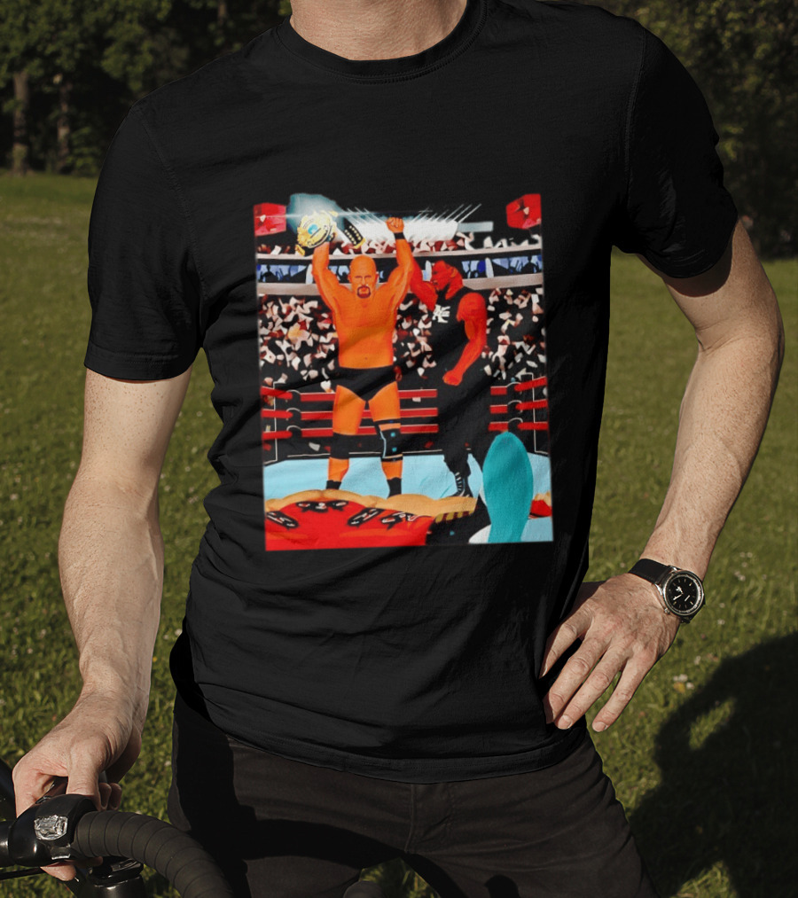 Stone Cold Steve Austin Championship Victory WWF Wrestling Arena Celebration T-Shirt