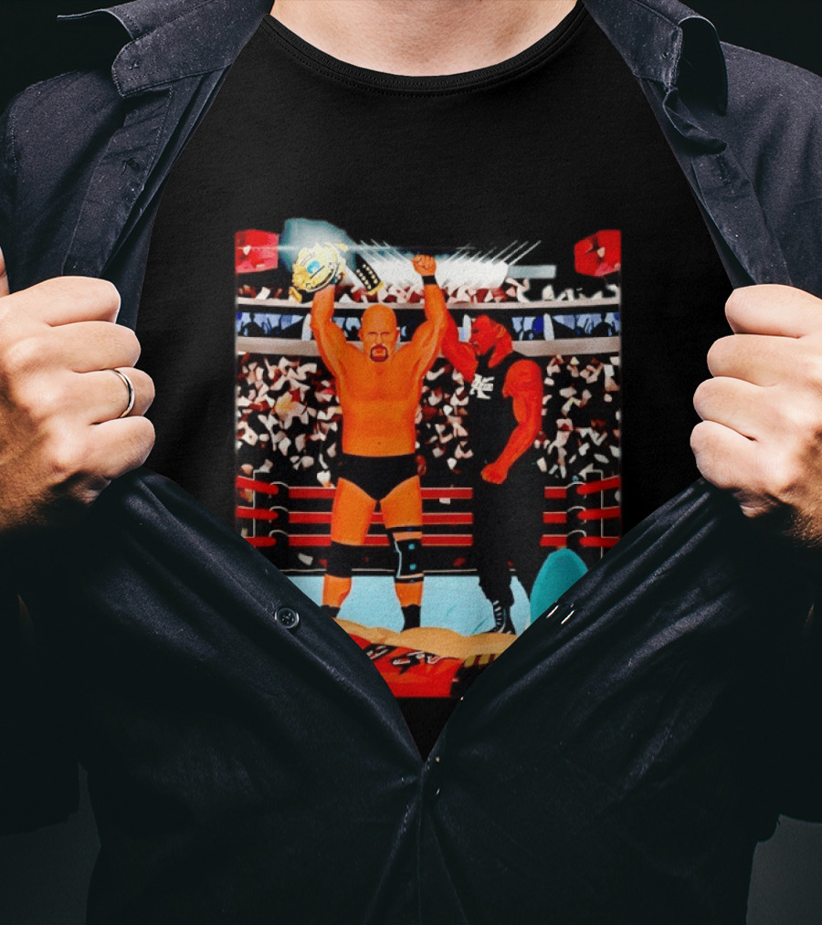 Stone Cold Steve Austin Championship Victory WWF Wrestling Arena Celebration T-Shirt