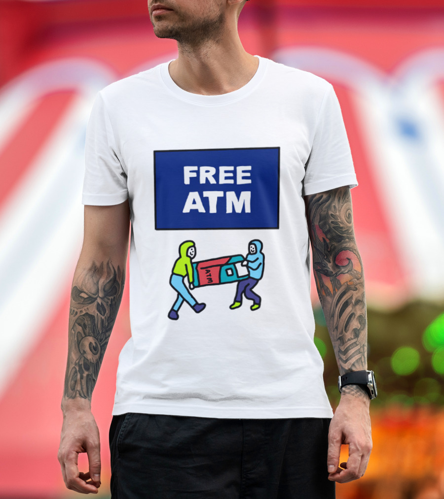 Free ATM Funny Cartoon Drawing T-Shirt
