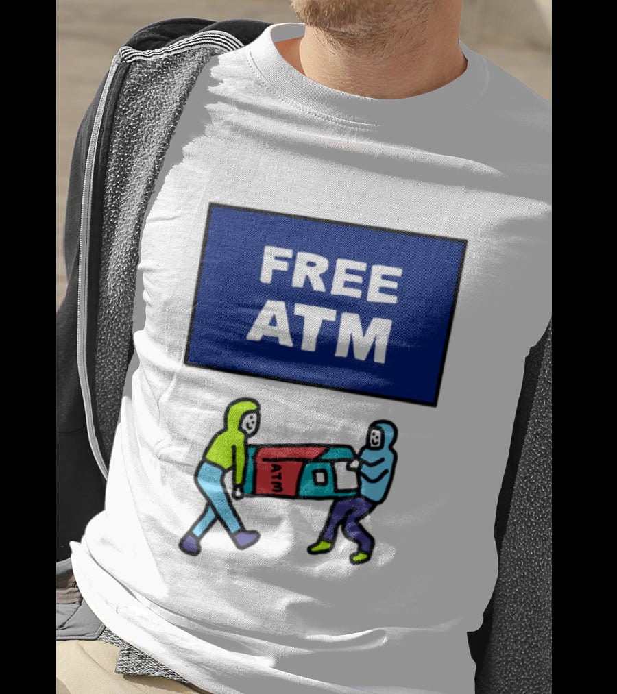Free ATM Funny Cartoon Drawing T-Shirt
