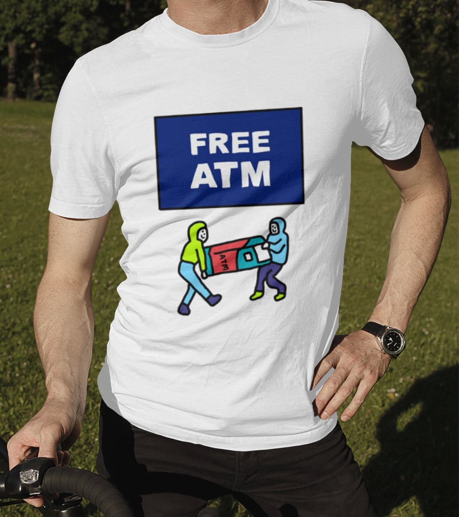 Free ATM Funny Cartoon Drawing T-Shirt
