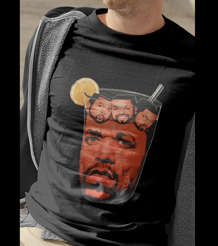 Ice And Ice Cube Faces In Glass With Lemon And Straw T-Shirt