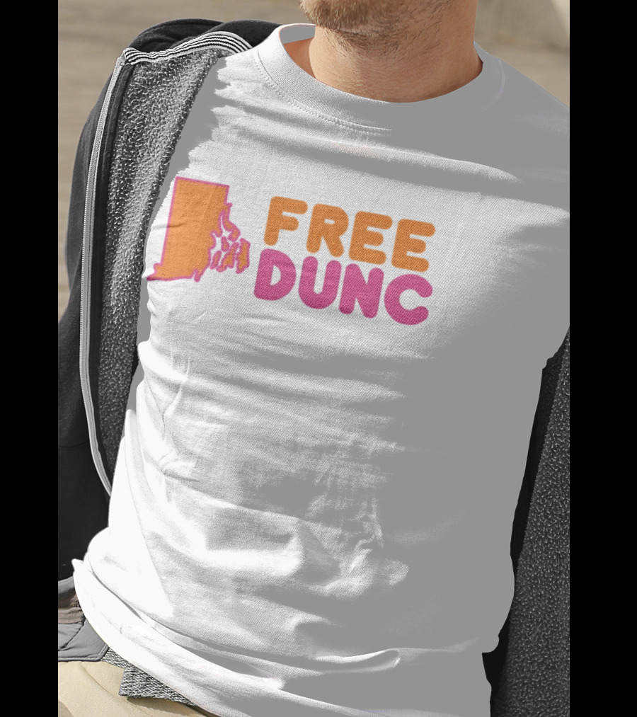 Rhode Island Outline Free Dunc Dunkin Donut T-Shirt