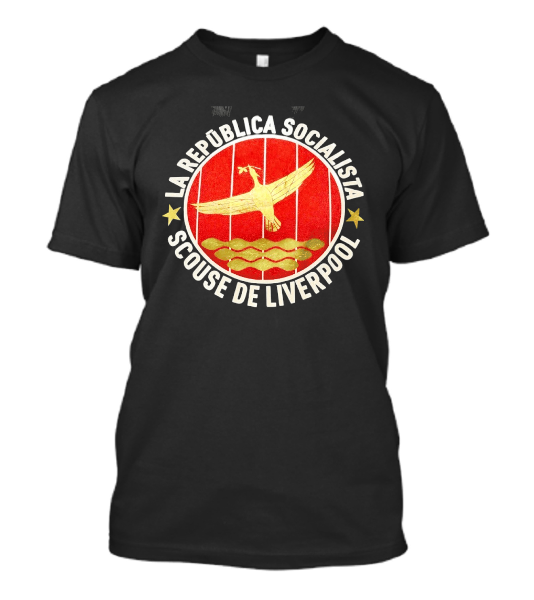 La Republica Socialista Scouse De Liverpool Bird And Waves Star T-Shirt